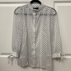 NWT Neon Blonde Sheer Polka Dot Blouse, Size XS